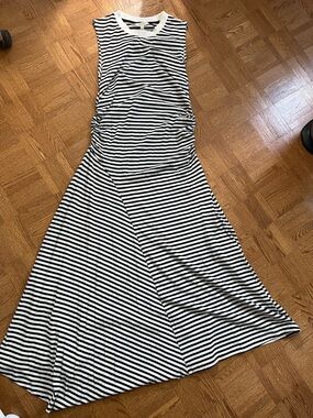 Part Two JeanniePW Black White Striped Tencel Midi Dress M